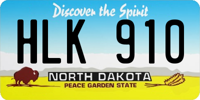 ND license plate HLK910