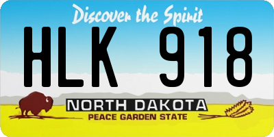 ND license plate HLK918