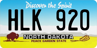 ND license plate HLK920