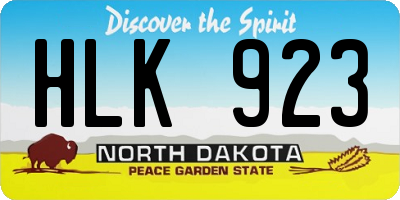 ND license plate HLK923