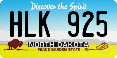 ND license plate HLK925