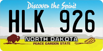 ND license plate HLK926