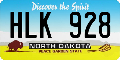 ND license plate HLK928