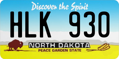 ND license plate HLK930
