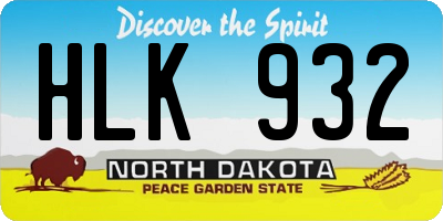 ND license plate HLK932