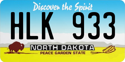 ND license plate HLK933