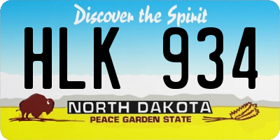 ND license plate HLK934