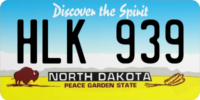 ND license plate HLK939
