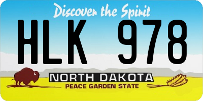 ND license plate HLK978