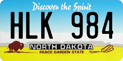 ND license plate HLK984