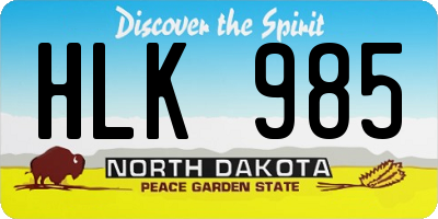 ND license plate HLK985