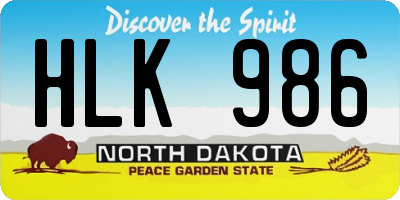 ND license plate HLK986