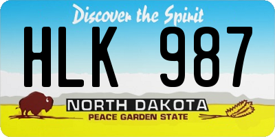 ND license plate HLK987