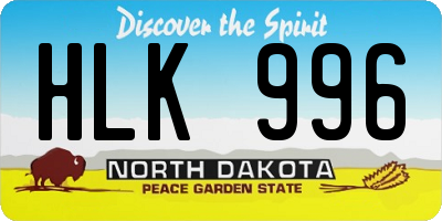 ND license plate HLK996