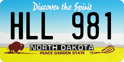 ND license plate HLL981