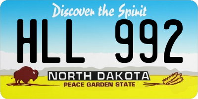 ND license plate HLL992