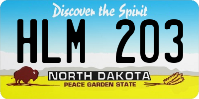 ND license plate HLM203