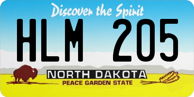 ND license plate HLM205