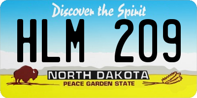 ND license plate HLM209