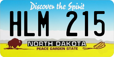 ND license plate HLM215