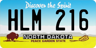 ND license plate HLM216