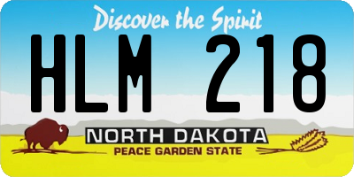 ND license plate HLM218