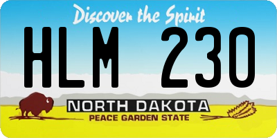 ND license plate HLM230