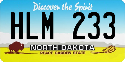 ND license plate HLM233