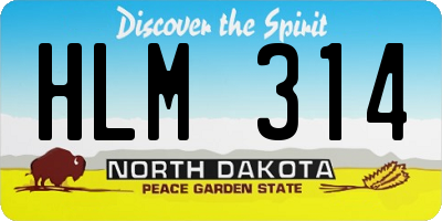 ND license plate HLM314