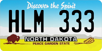 ND license plate HLM333