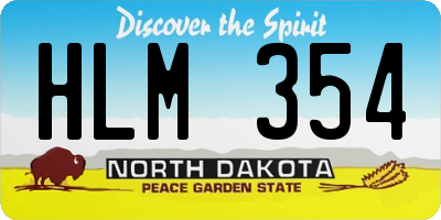 ND license plate HLM354