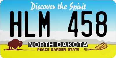 ND license plate HLM458