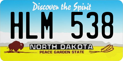 ND license plate HLM538
