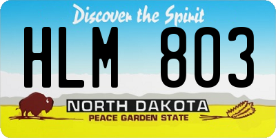 ND license plate HLM803