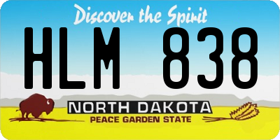ND license plate HLM838