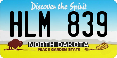 ND license plate HLM839