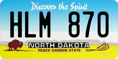ND license plate HLM870