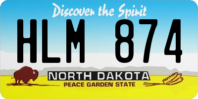 ND license plate HLM874