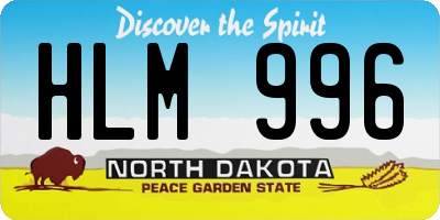 ND license plate HLM996