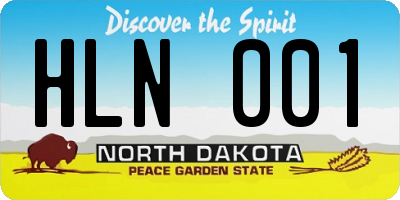 ND license plate HLN001
