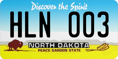 ND license plate HLN003