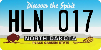 ND license plate HLN017