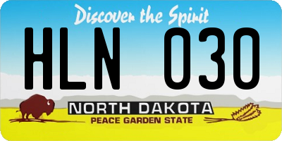 ND license plate HLN030