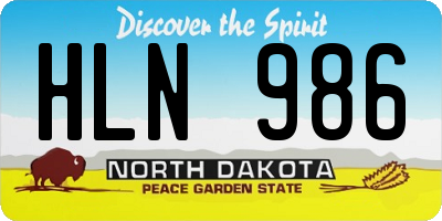 ND license plate HLN986