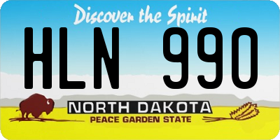 ND license plate HLN990