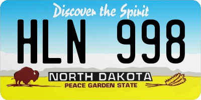 ND license plate HLN998