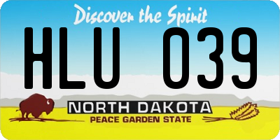 ND license plate HLU039