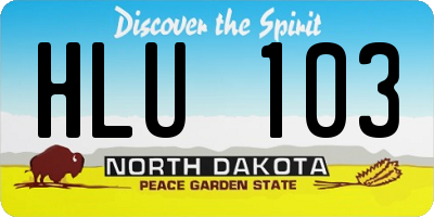 ND license plate HLU103