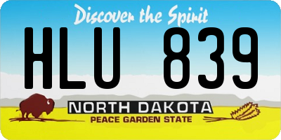 ND license plate HLU839