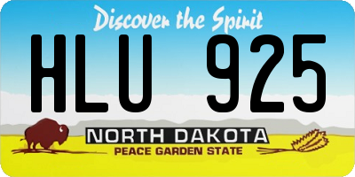 ND license plate HLU925